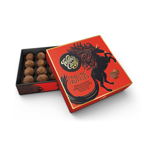 Willie's Cacao Dark Chocolate Praline Truffles with Sea Salt (110g)