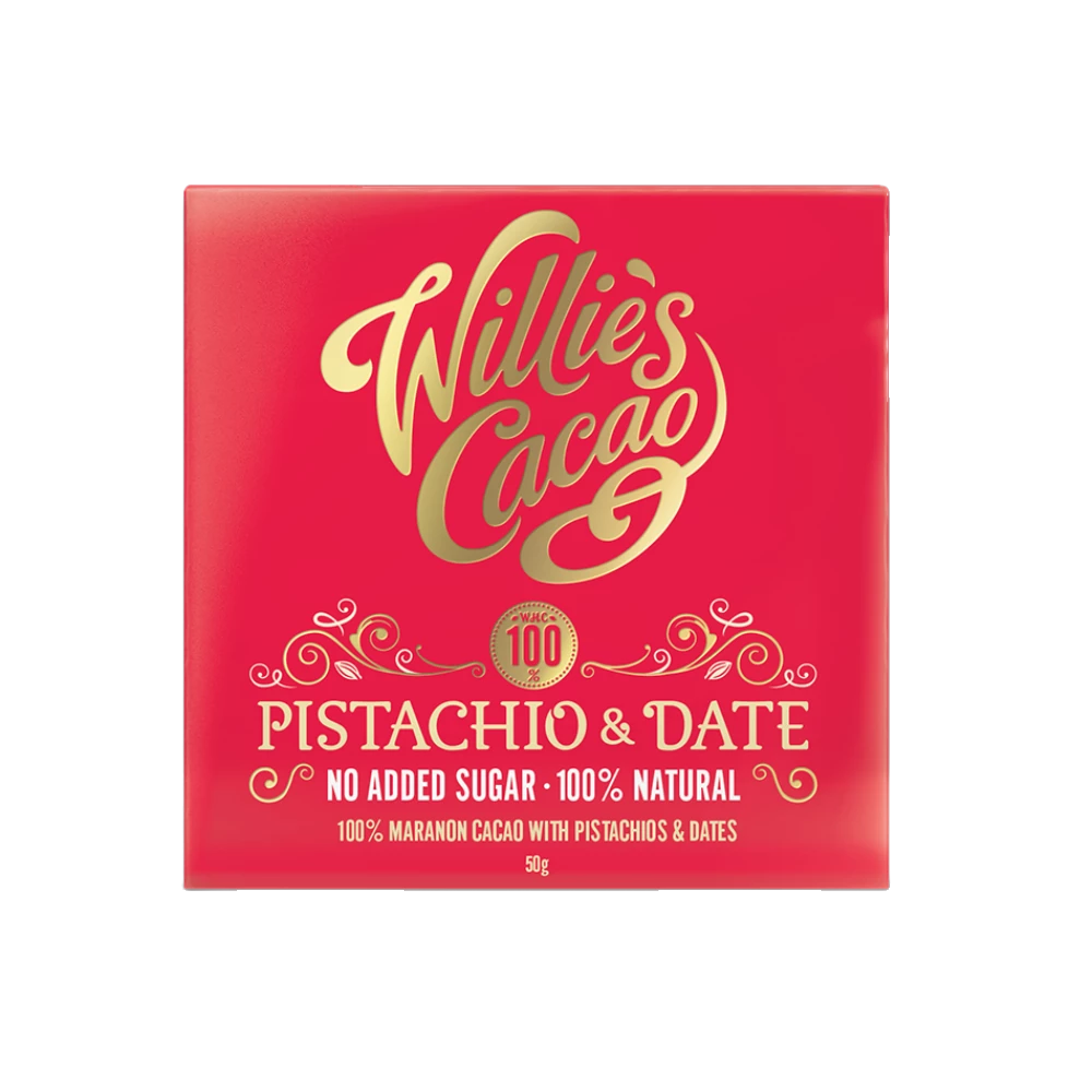 Willie's Cacao No Added Sugar Pistachio & Date Chocolate (50g)