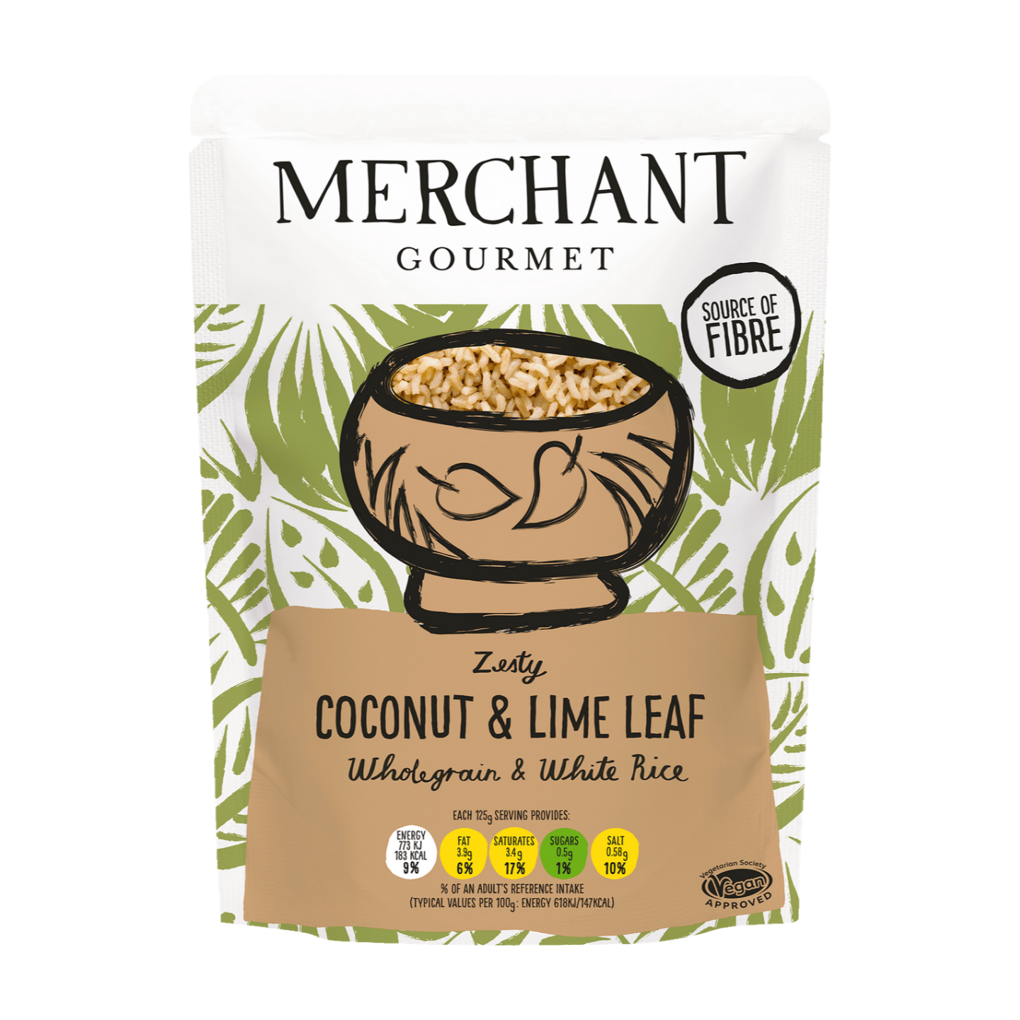 Merchant Gourmet Zesty Coconut & Lime Leaf Wholegrain & White Rice (250g)
